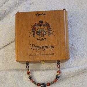 Hemingway Wooden Box with Beaded Handle